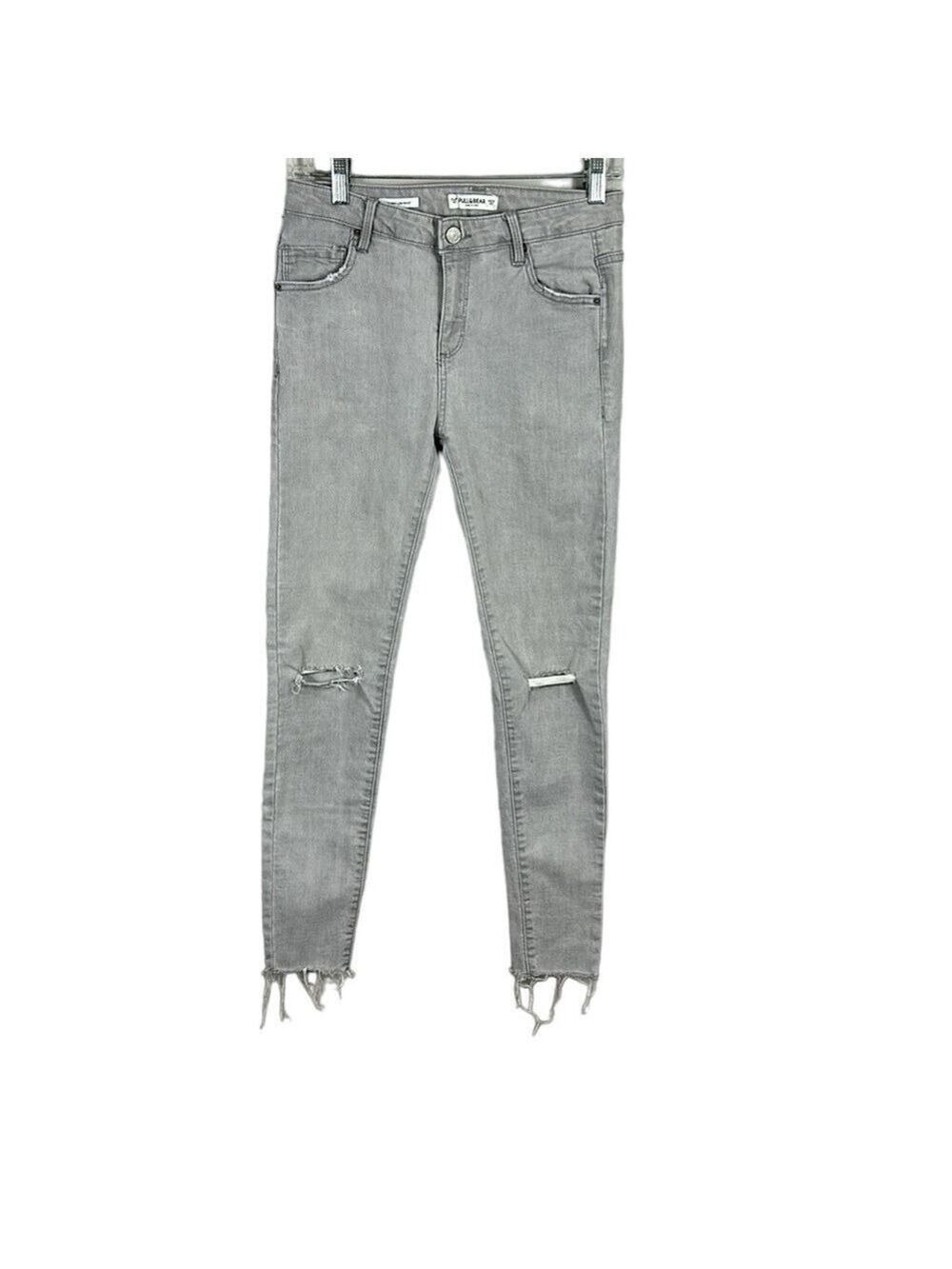 Pull & Bear Skinny Low Waist Distressed Raw Hem Jeans Size 6